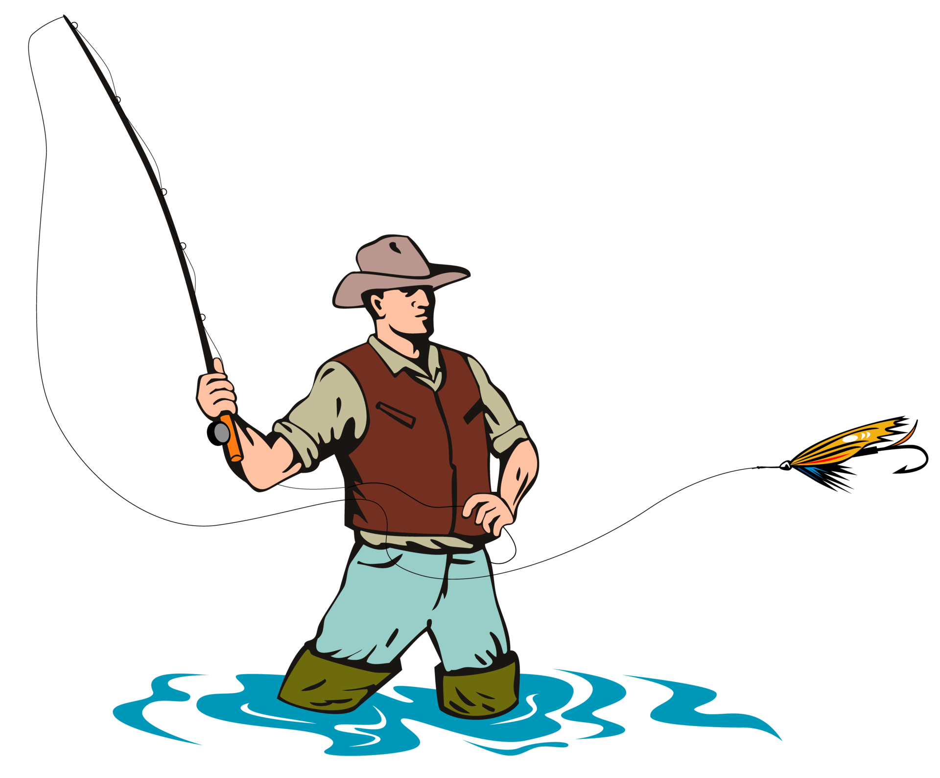 fly fisherman with rod and reel 13869332 PNG