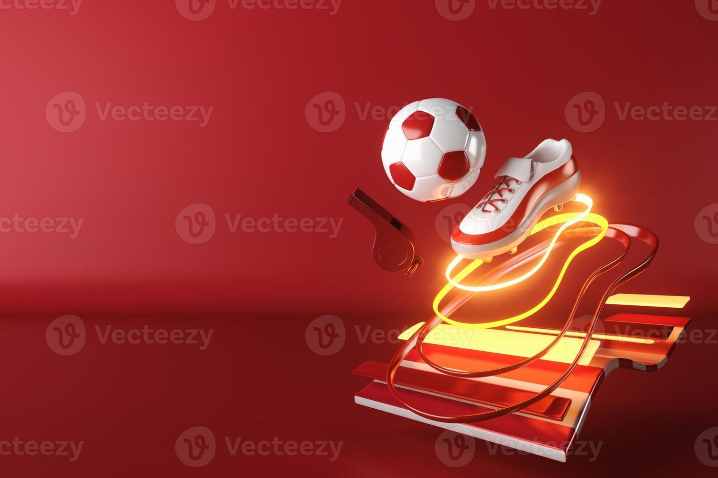 3d football object design. realistic rendering. abstract futuristic background. 3d illustration. motion geometry concept. sport competition graphic. tournament game bet content. soccer ball element. photo