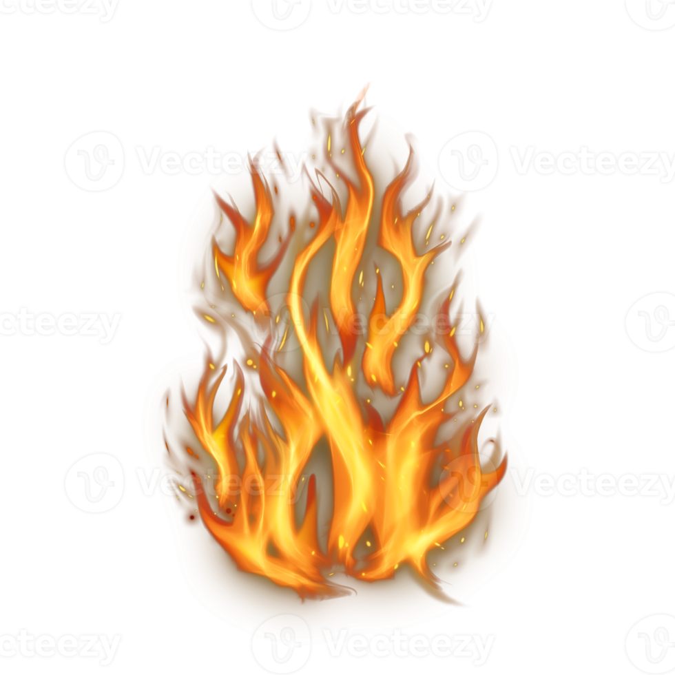 Realistic burning fire flames, Burning hot sparks realistic fire flame, Fire flames effect with black smoke png