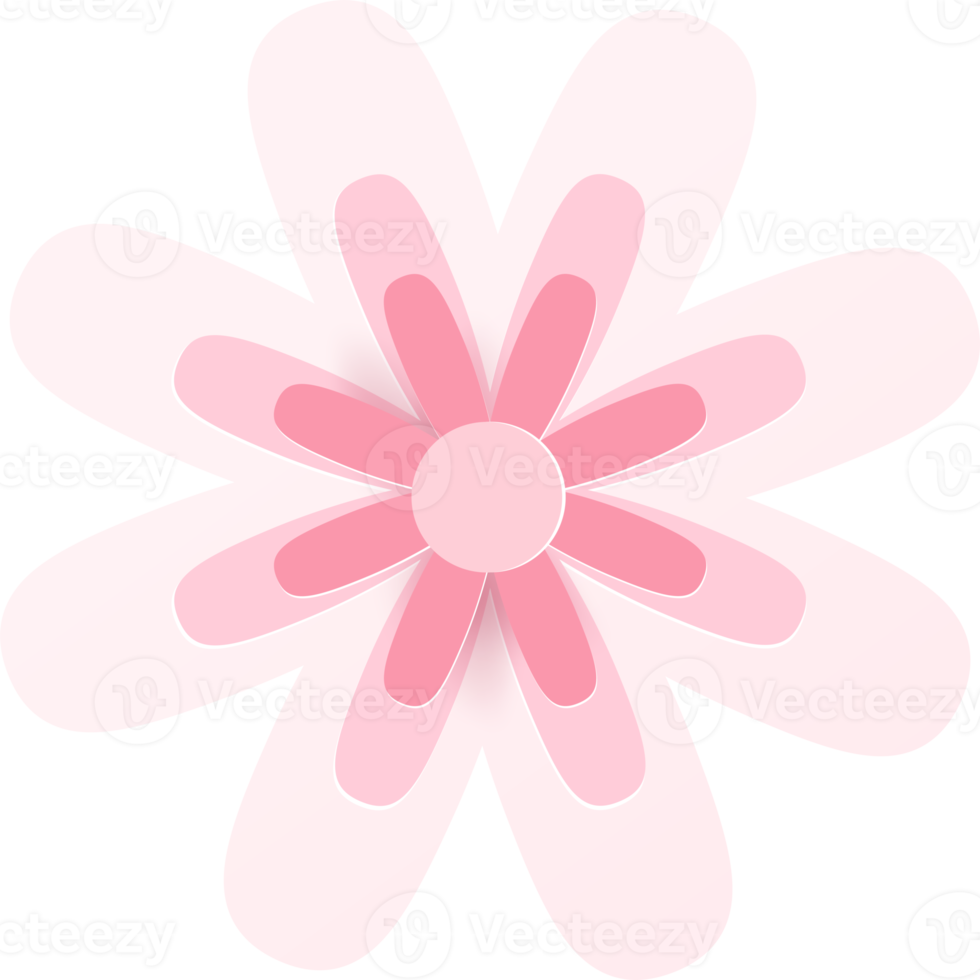 Pink Flower Paper Cut Style png