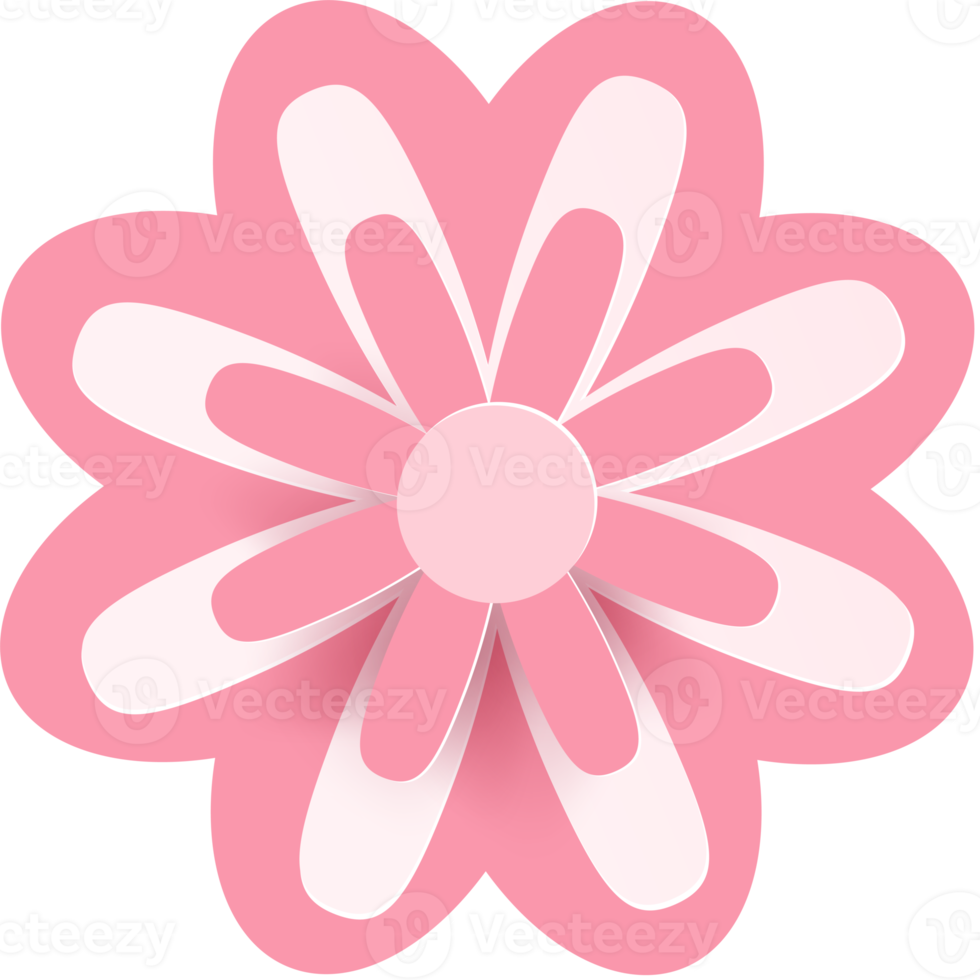 Pink Flower Paper Cut Style png