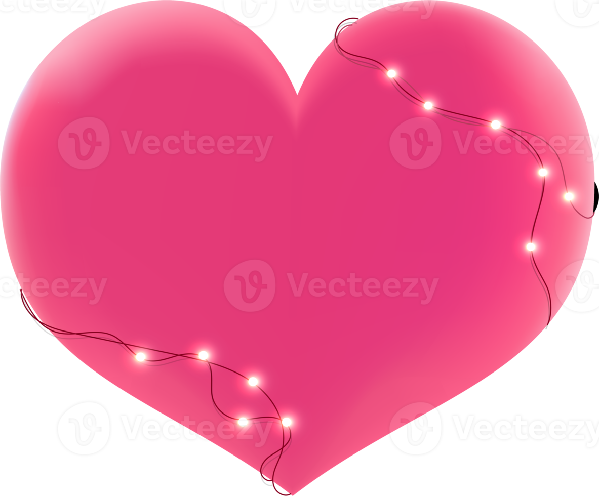 Pink Heart With Hanging Light Illustration png