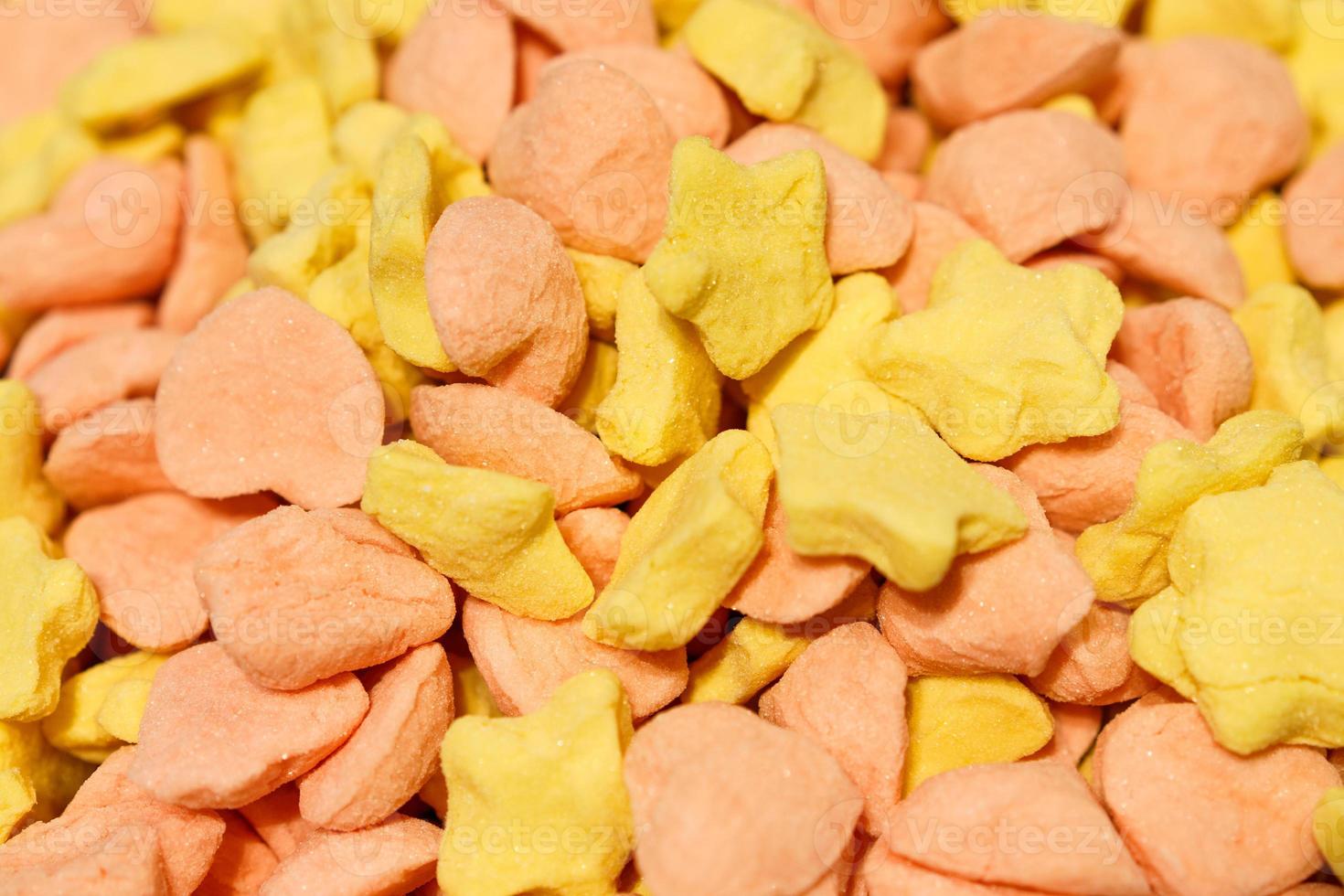 Gummy candy in shape of heart and stars, close-up as photo