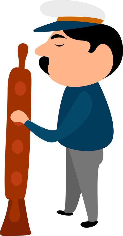 Captain of the ship , illustration, vector on white background