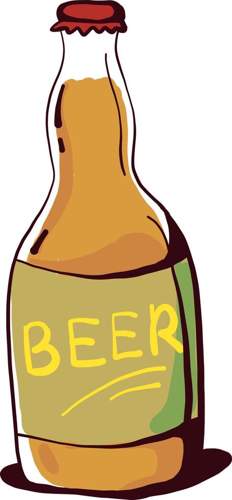 Beer in a bottle, illustration, vector on white background