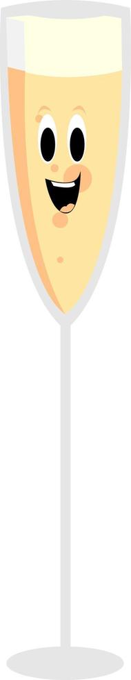 Champange glass, illustration, vector on white background.