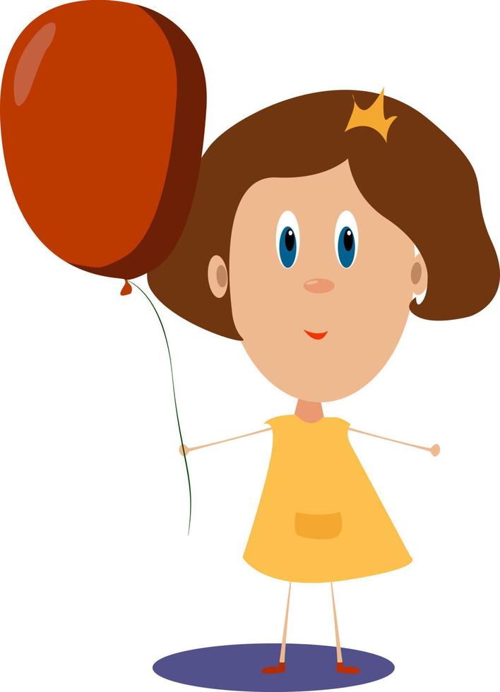 Girl with red balloon, illustration, vector on white background.