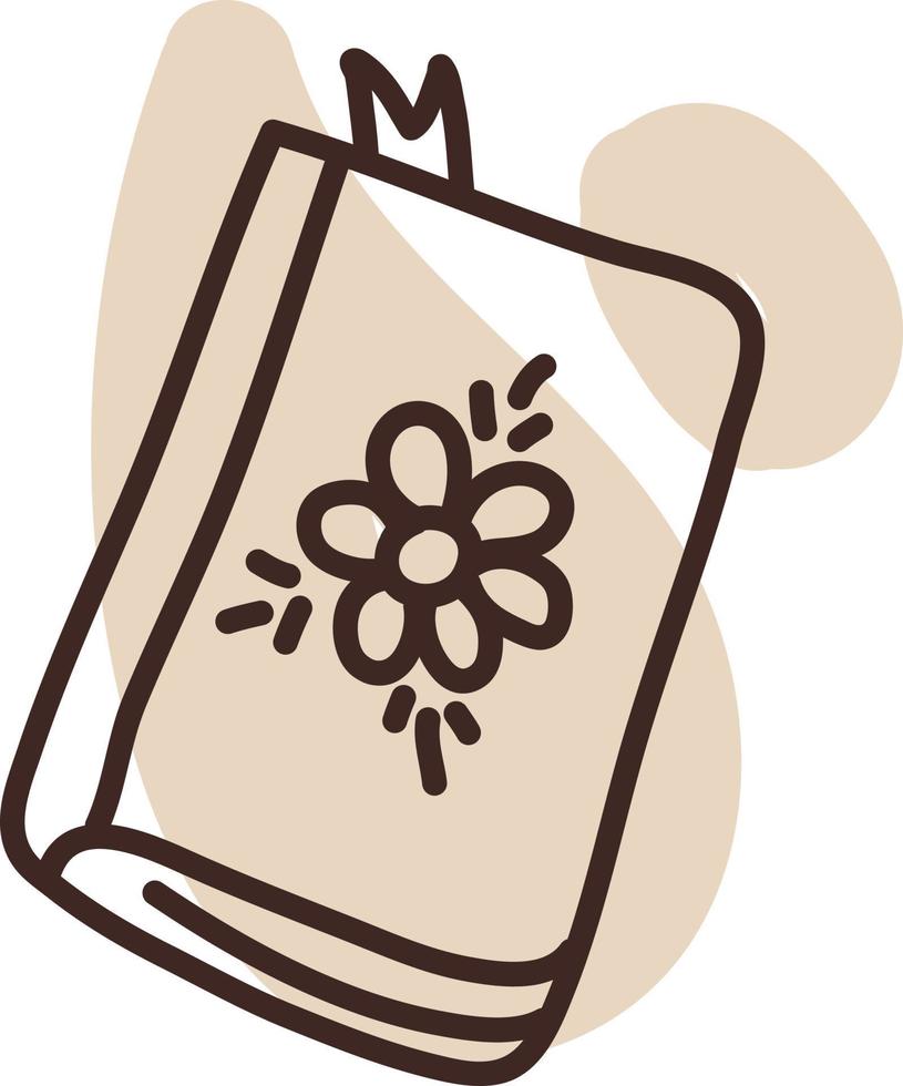 bloc de notas con una flor, ilustración, sobre un fondo blanco. vector