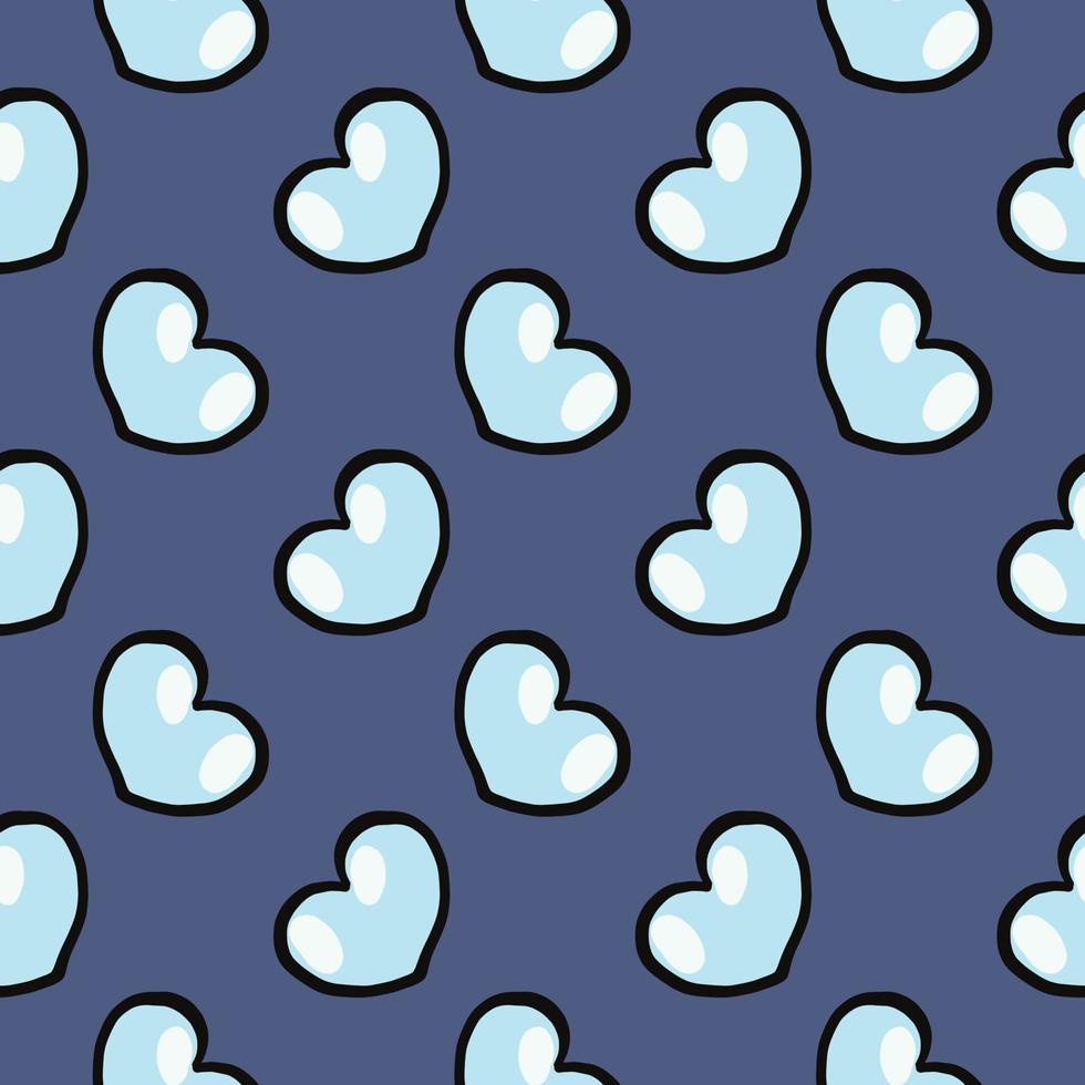 Blue hearts,seamless pattern on blue background. vector