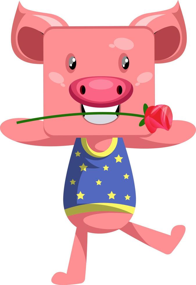 Dancing pig, illustration, vector on white background.