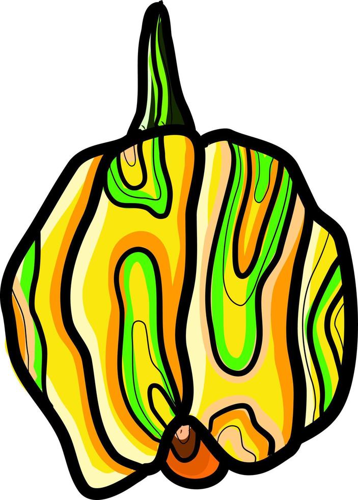 Pimiento amarillo seco, ilustración, vector sobre fondo blanco.