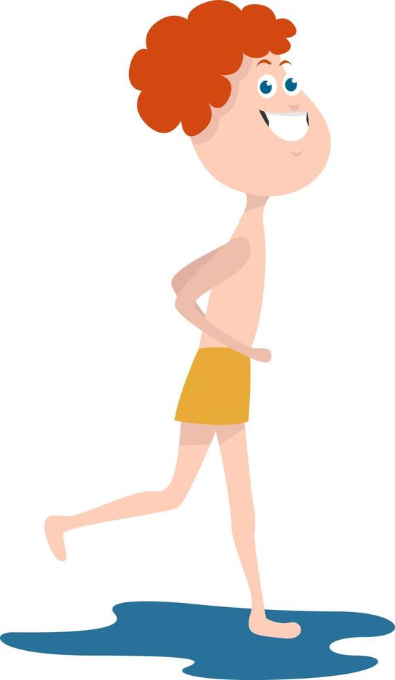 Boy jogging, illustration, vector on white background