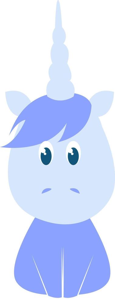 Blue unicorn, illustration, vector on white background.