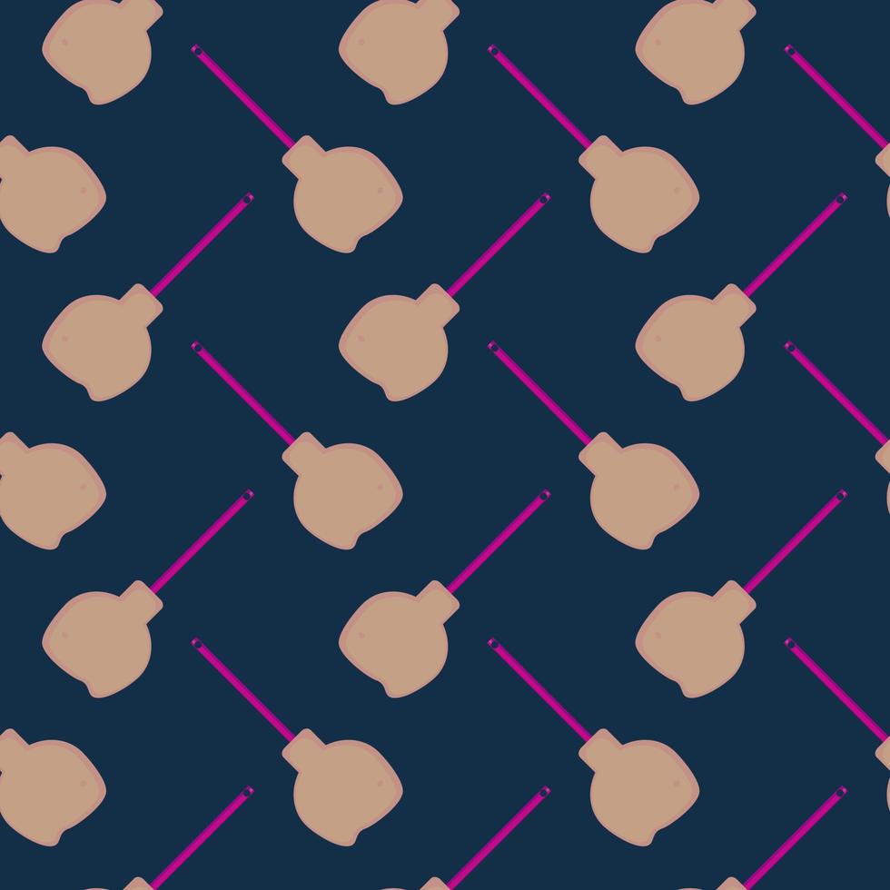 Purple broom,seamless pattern on dark blue background. vector