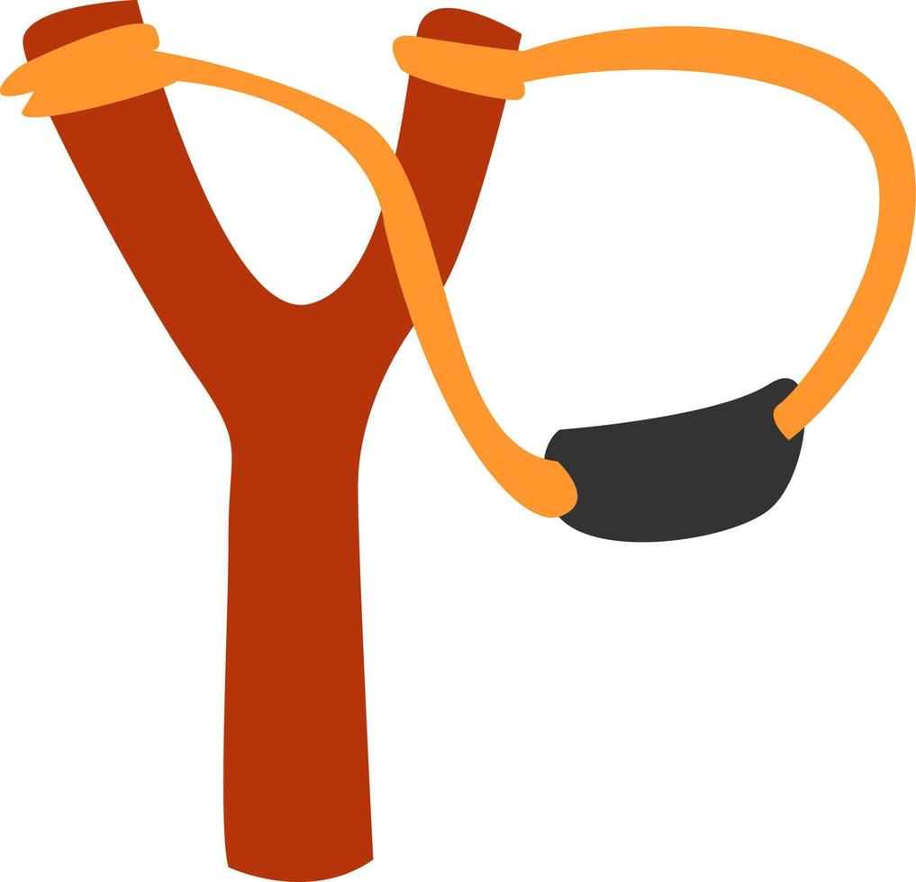 Wooden slingshot, illustration, vector on white background.