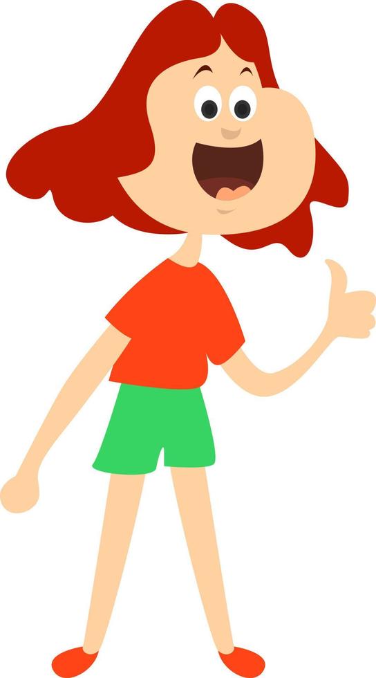 Girl in good mood, illustration, vector on white background