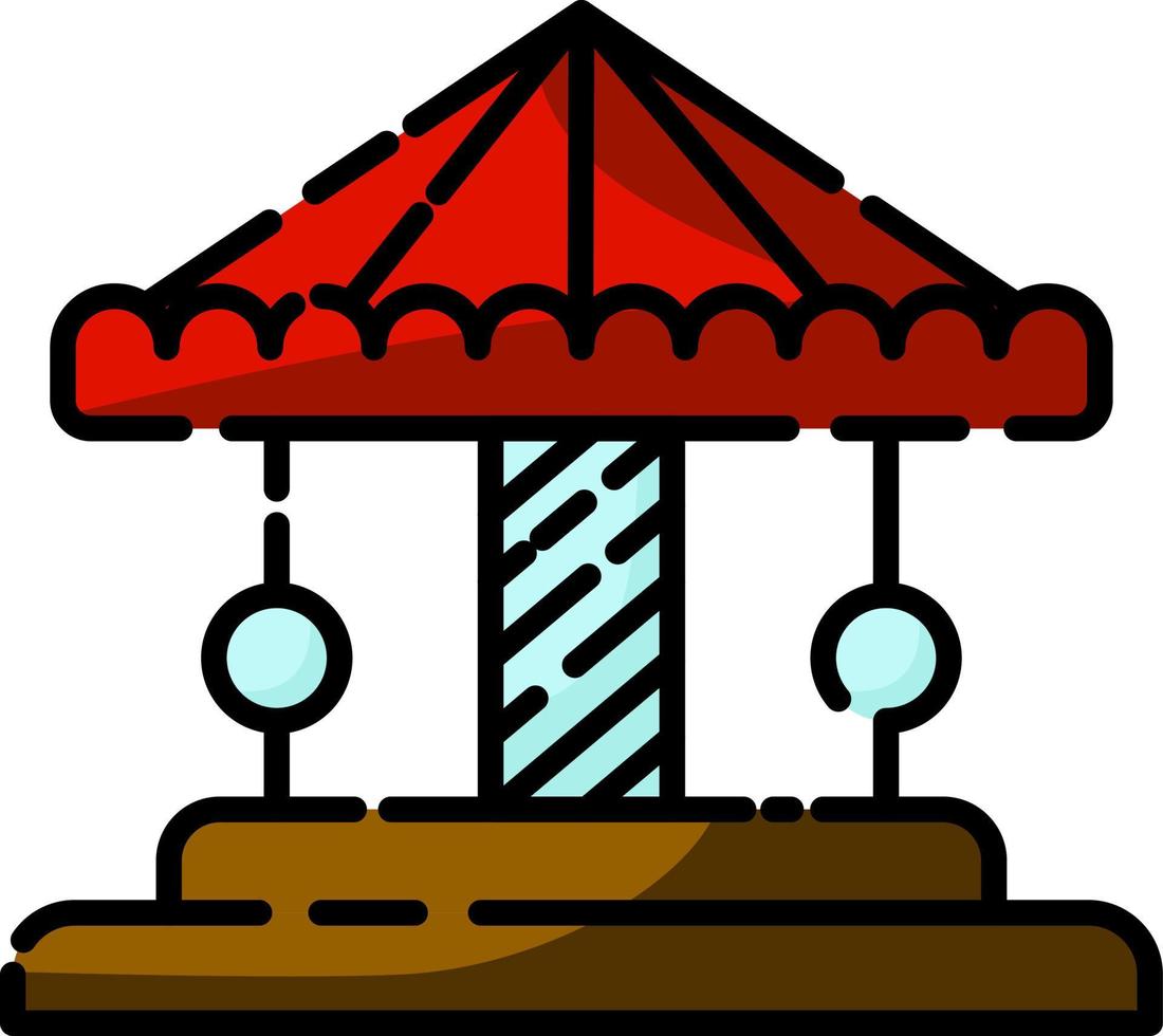 Amusment park merry go round ride, illustration, vector on a white background.
