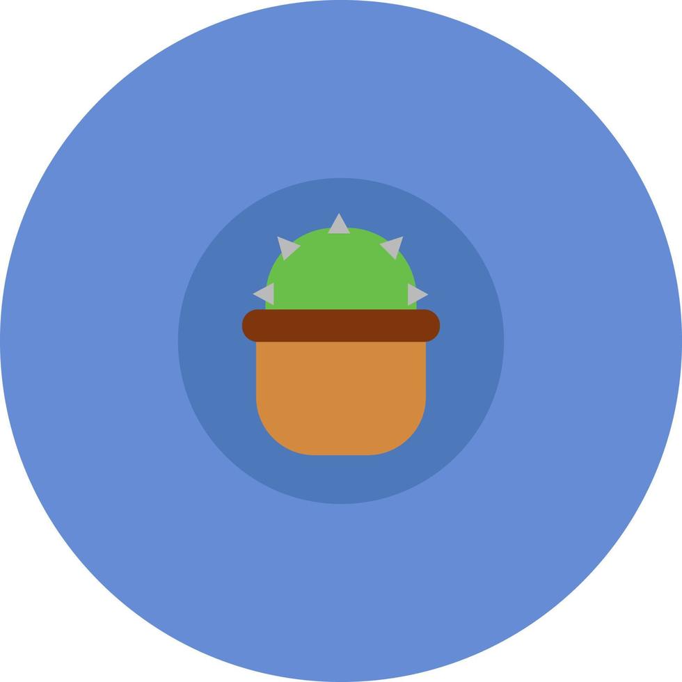 Baby cactus in brown pot, illustration, vector on a white background.