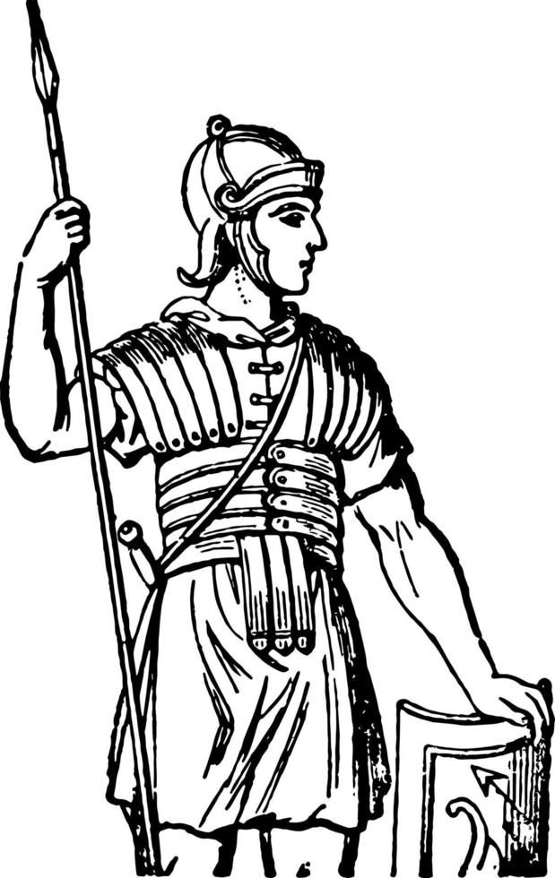 coraza romana, ilustración vintage. vector
