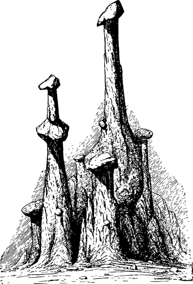 Earth Pillars vintage illustration vector