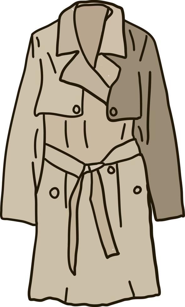 Coat with belt, illustration, vector on white background.