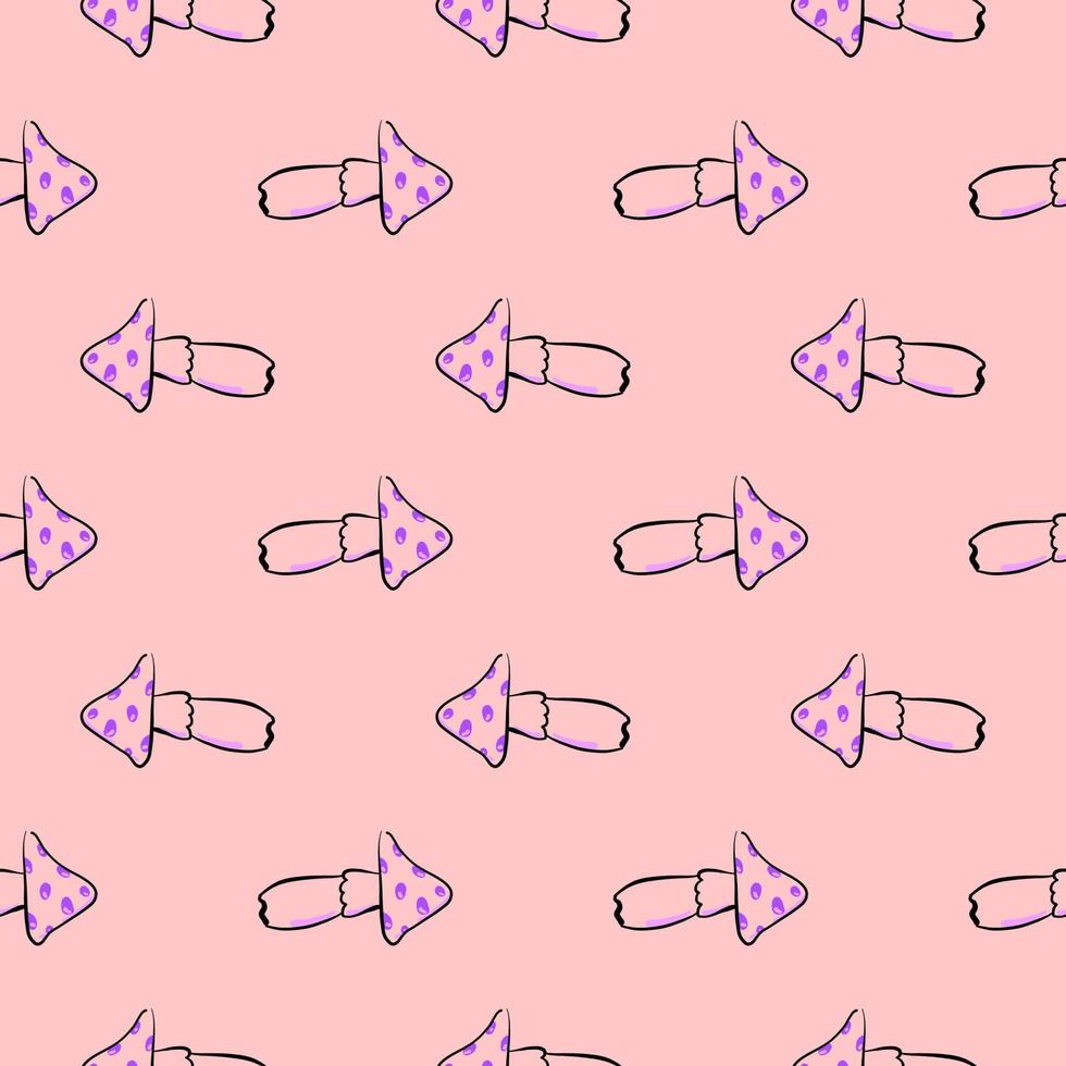 Cute little mushrooms, seamless pattern on pink background. vector