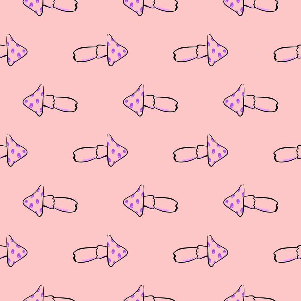 Cute little mushrooms, seamless pattern on pink background. vector