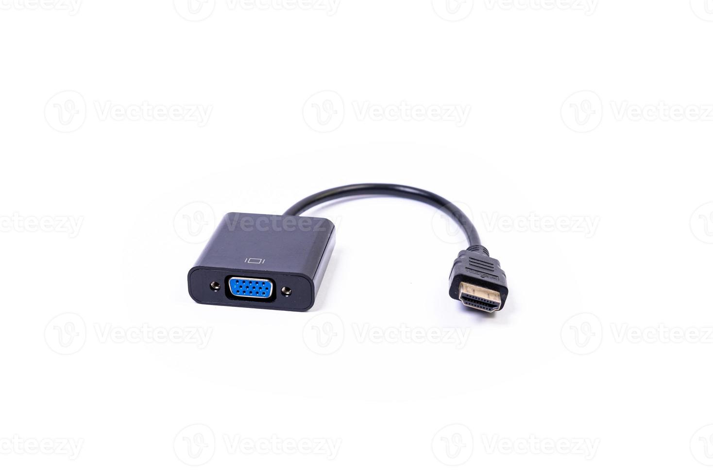 various converter cables adapters for computers and smartphones HDMI VGA USB DVI DP isolated on white photo