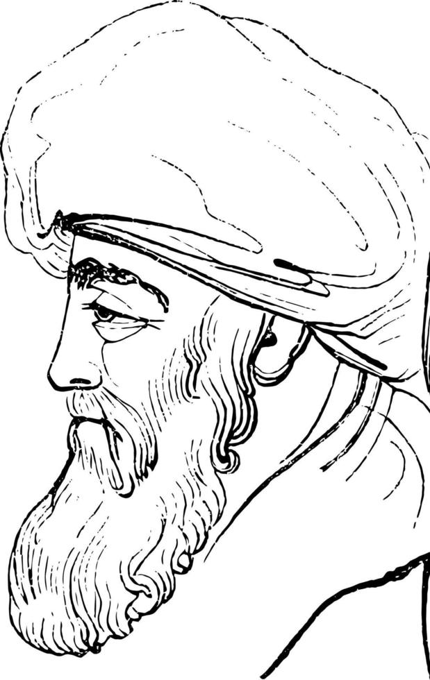 una cabeza de hombre con aspecto de grabado antiguo. vector