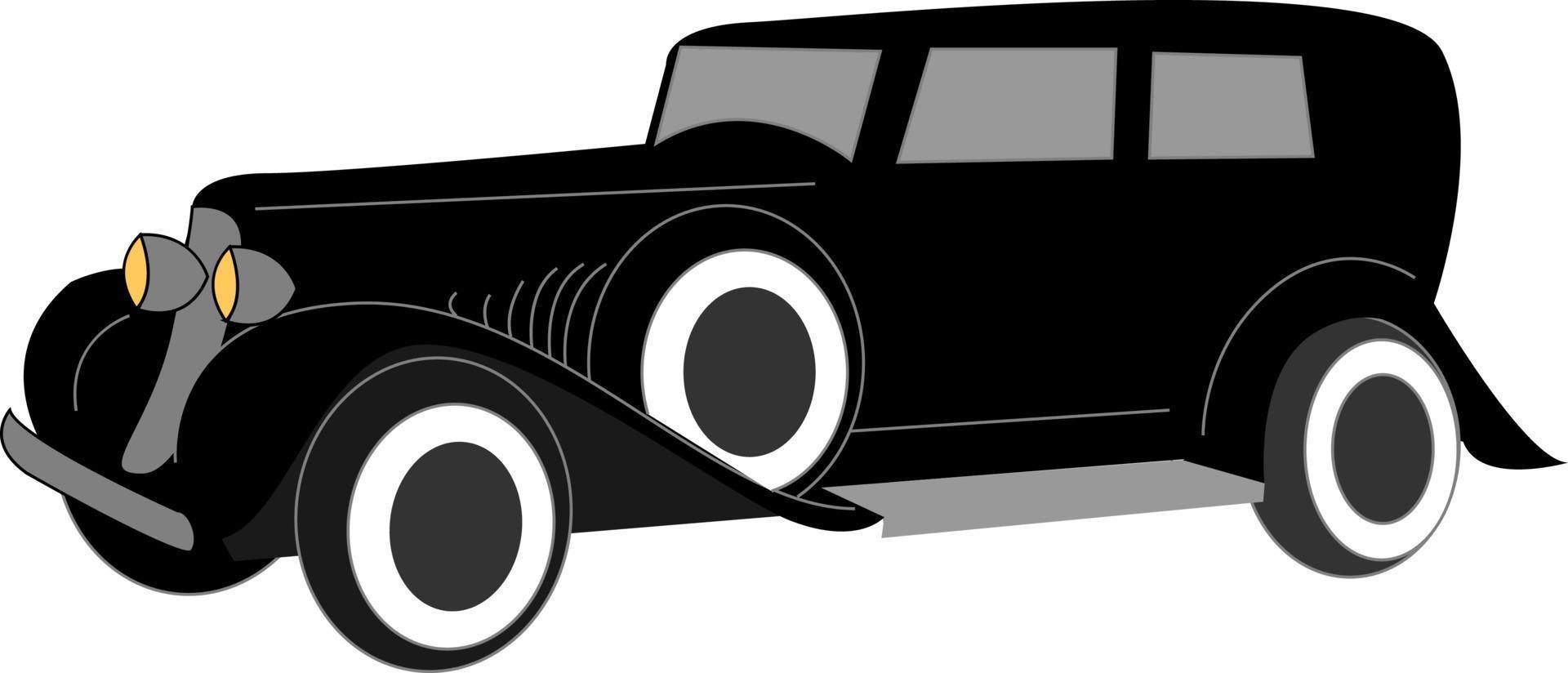 Black old retro car, illustration, vector on white background.