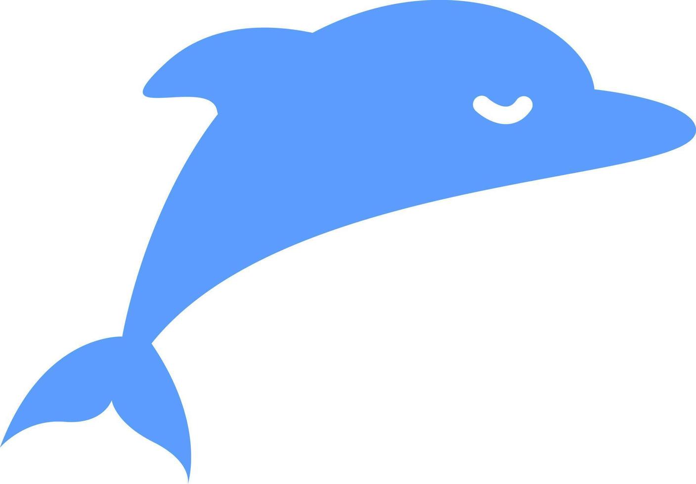 Blue sea dolphin, icon illustration, vector on white background