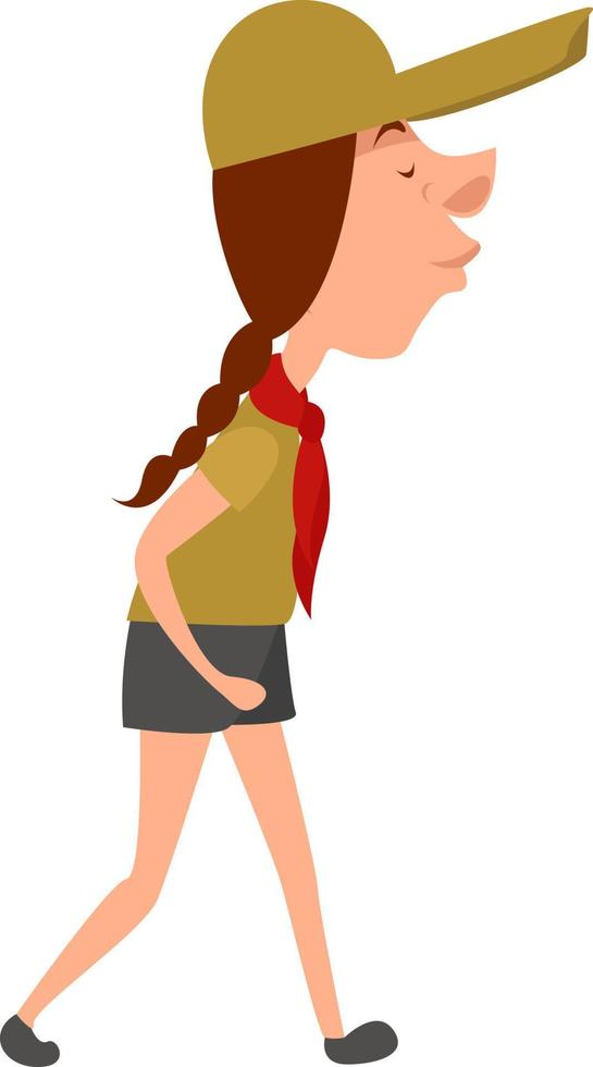 Girl scout, illustration, vector on white background.