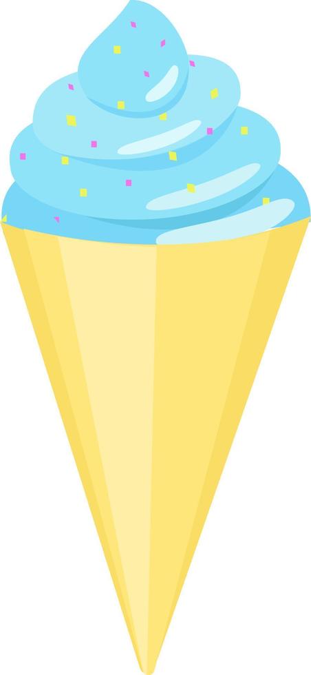Ice cream in cone, illustration, vector on white background.