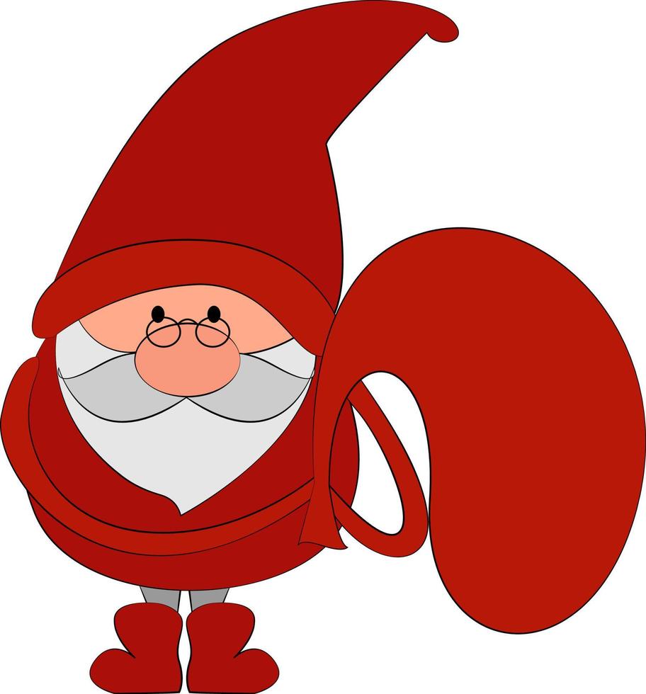 Gnomo rojo santa, ilustración, vector sobre fondo blanco.