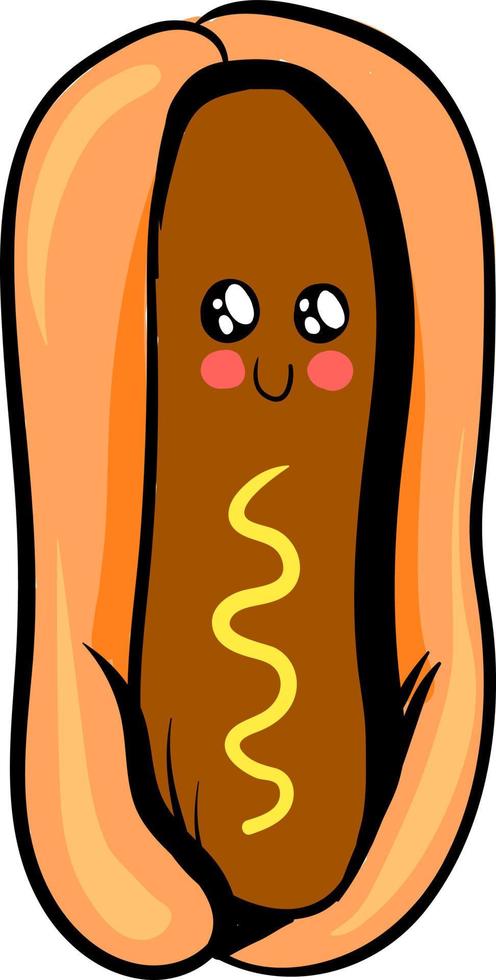 Cute hot dog, illustration, vector on white background.