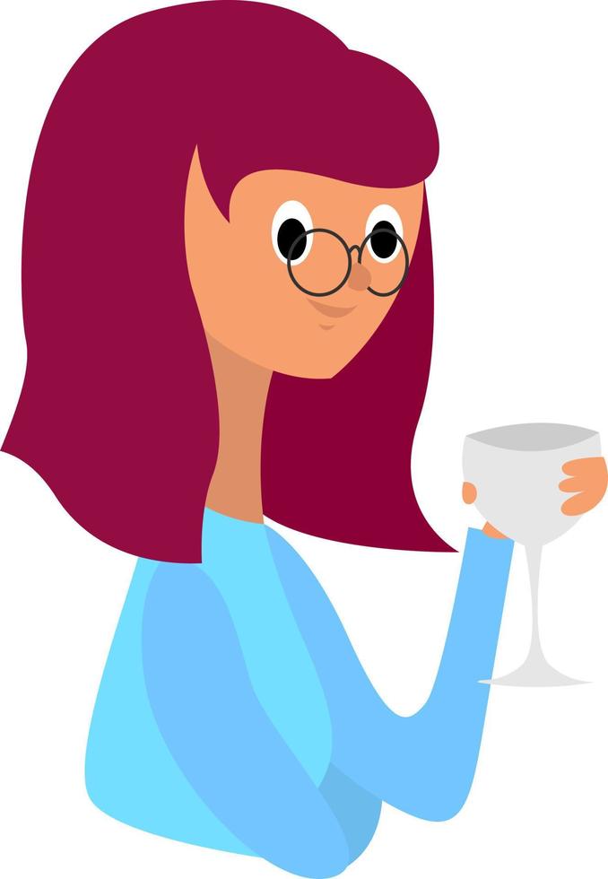 chica con vino, ilustración, vector sobre fondo blanco.