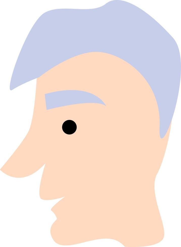 Man with purple hair and big nose, illustration, vector, on a white background. vector