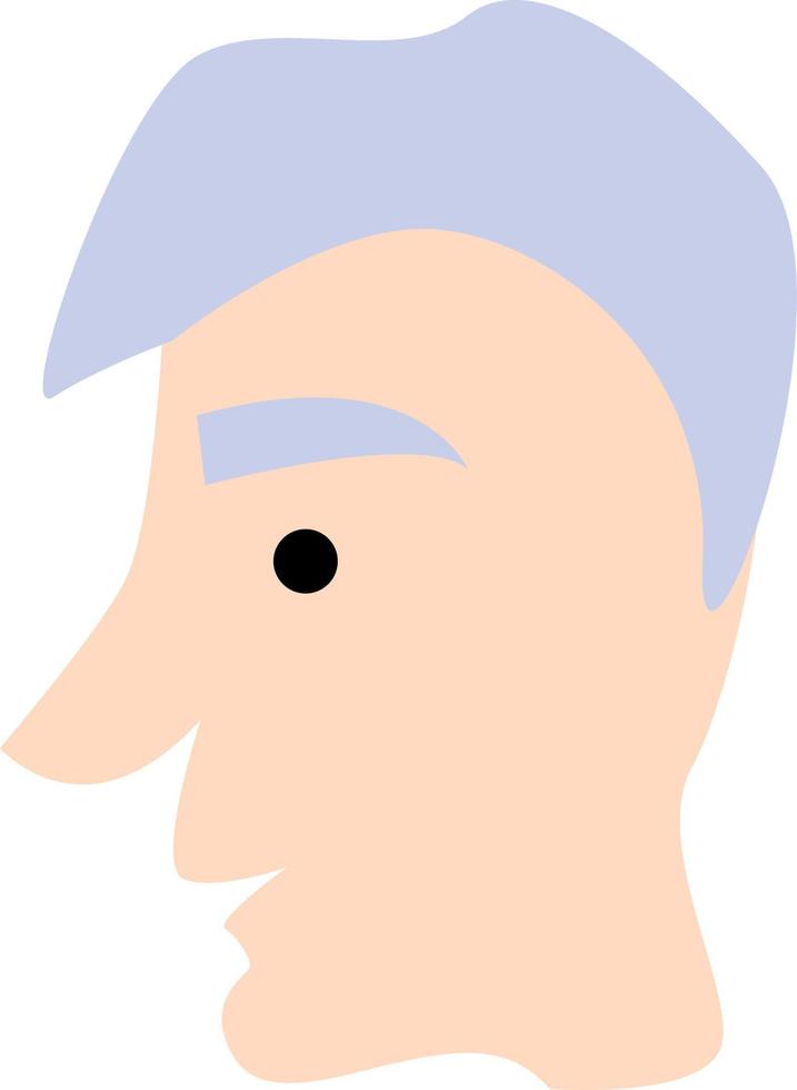 hombre con pelo morado y nariz grande, ilustración, vector, sobre un fondo blanco. vector