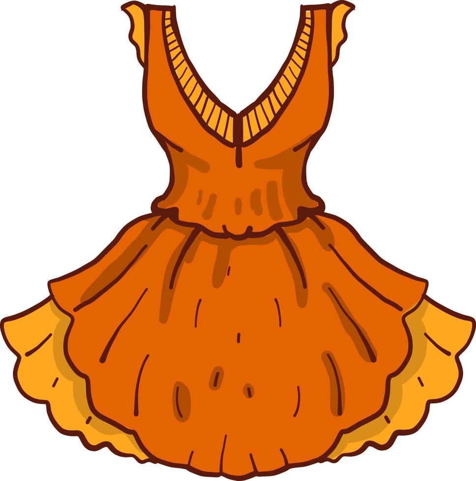 vestido naranja, ilustración, vector sobre fondo blanco.