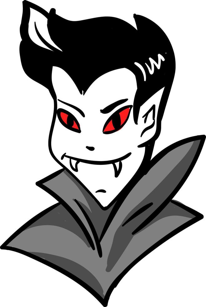 Vampire head, illustration, vector on white background