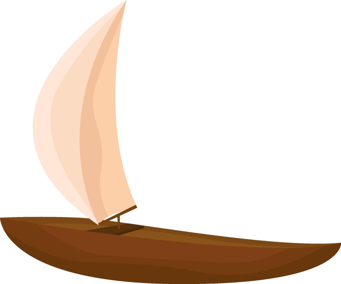 Wooden boat, illustration, vector on white background