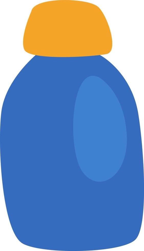 Blue camping water bottle, illustration, vector on a white background.