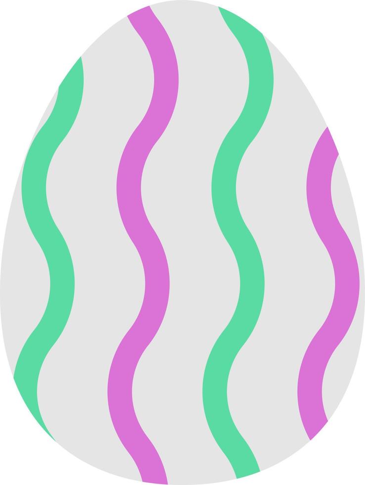 eater huevo con líneas verdes y violetas, ilustración, vector sobre un fondo blanco.