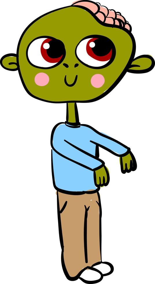 Cute zombie, illustration, vector on white background.
