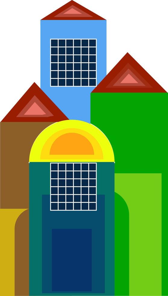 Buildings, illustration, vector on white background.