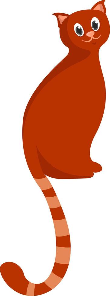 Brown cat, illustration, vector on white background