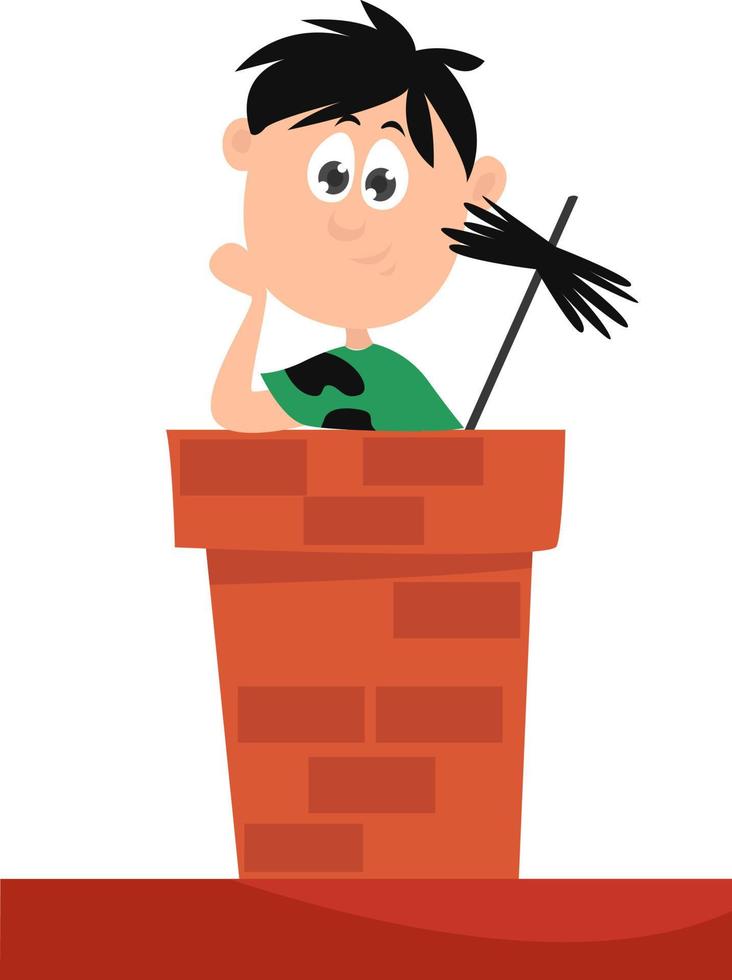 Chimney sweep, illustration, vector on white background.