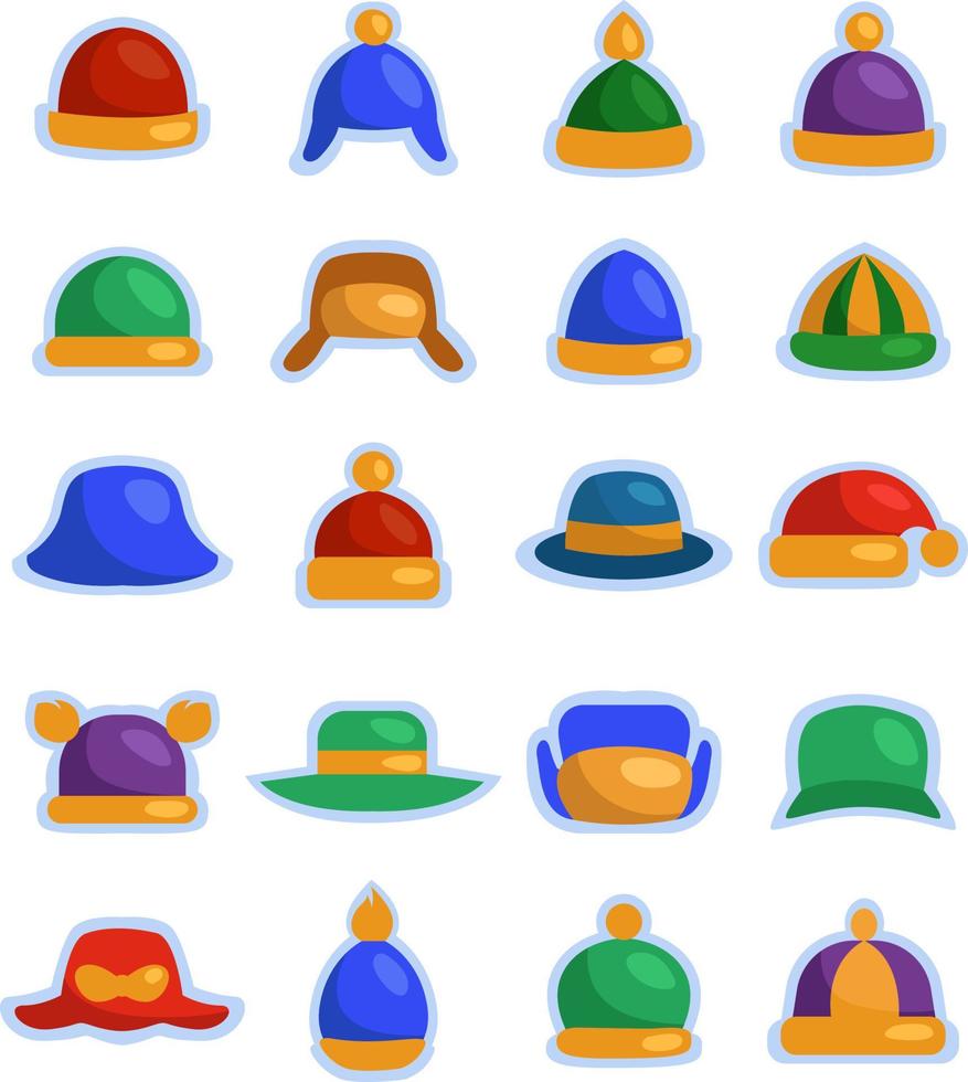 paquete de iconos de sombreros, ilustración, vector sobre fondo blanco.