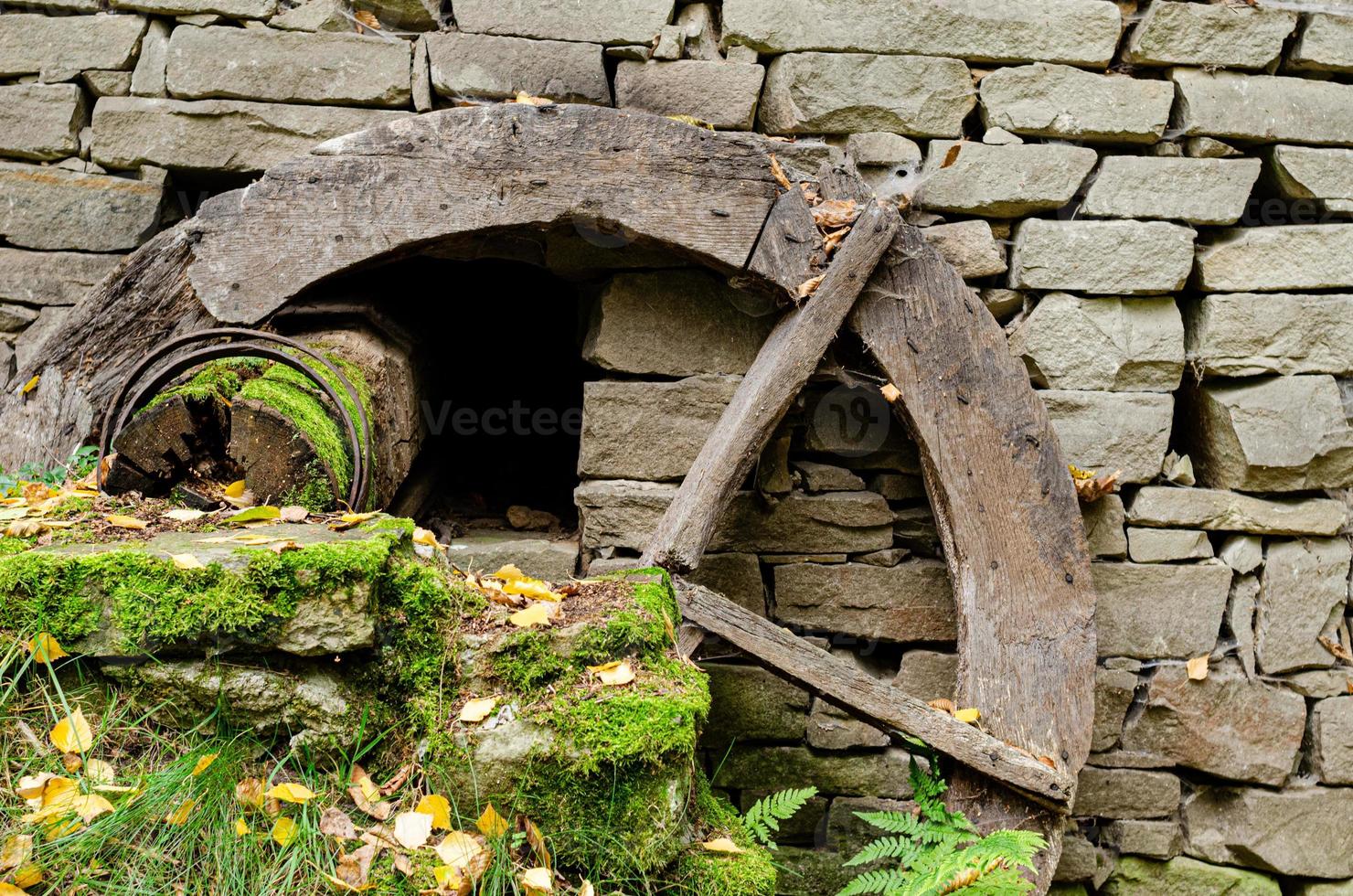 Summer landscape with an old wooden mill photo