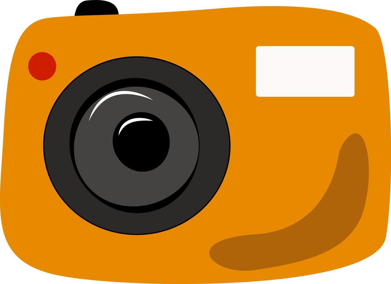 Yellow camera, illustration, vector on white background.